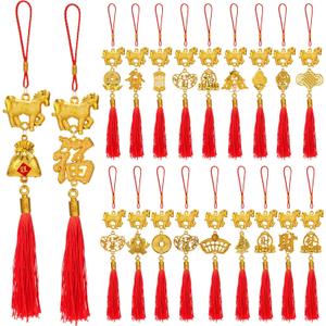 20 Pcs 2026 Chinese New Year Decorations Horse Pendant Lunar Hanging Chinese New Year Feng Shui Fengshui Decor Good Luck Charms for Home Wealth Success Fortune Health