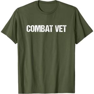 Combat Vet Simple Title T-Shirt (Small, Olive Green)