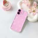 NITITOP Compatible with iPhone 16 Case Clear Cute Durable Bowknot Ribbon Pattern for Girls Women Transparent Soft TPU Full Camera Lens Shockproof Protective Phone Cover - Pink2