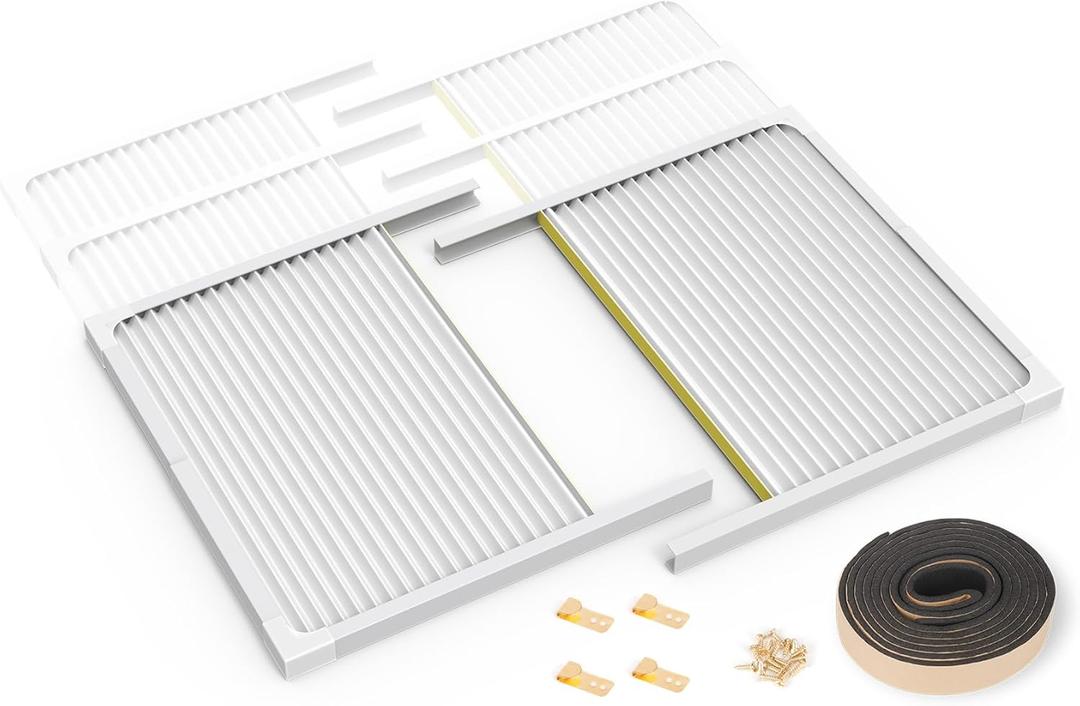BJADE'S Window Air Conditioner Side Panels with Adjustable Frame Size Suitable for Different Window AC Unit 14,000-22,000Btu,AC Side Panel Seal Kit,Room AC Accordion Filler Curtain Replacement Kit.