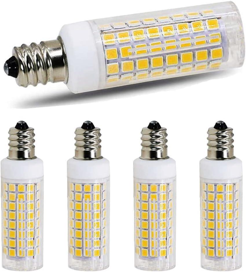 E11 led Bulb 75w 100w Halogen Bulbs Replacement, JD T4 e11 Mini Candelabra Base 110V 120V 130 Voltage Input Light Bulbs, Daylight White 6000K Pack of 4