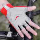 Half Finger Cycling Gloves - Breathable, Gel Padded & Shock-Absorbing Mountain/Dirt Bike Gloves for Men & Women (red)