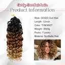 7 Packs Gogo Curl Crochet Hair for Women 12 Inch Pre-Twisted Curly Crochet Hair Pre Looped Deep Ocean Water Wave Beach Curl Crochet Braids Synthetic Braiding Hair Extensions (12 Inch, 1B/30/27)