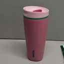 Owala SmoothSip Slider Insulated Stainless Steel Coffee Tumbler, Reusable Iced Coffee Cup, Hot Coffee Travel Mug, BPA Free 20 oz, Purple/Pink (Crochet Queen)