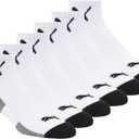 PUMA Men's 6 Pack Quarter Crew Socks (13-15, White/Black)