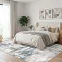 Modern Abstract Area Rug 10X12-Washable Rug Non-Slip Soft， Rugs for Living Room, Bedroom & Dining Room, Pet Friendly & Easy to Clean Floor Carpet, Stylish Contemporary Art Decor 10X12 Rugs, Blue/Grey