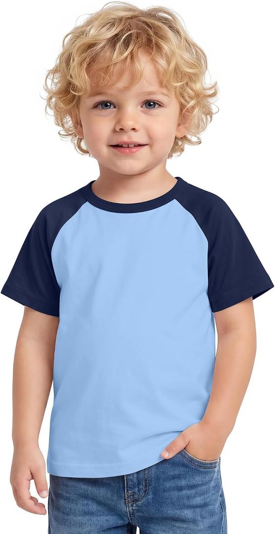 Yooo's Vivi Baby Boys Baseball Shirts | 1-6T, Kids, Raglan Short Sleeve, Tee, Toddler Tops, Crew Neck, Basic, Casual, Summer, Loose Fit, School, Daily Wear, Soft