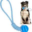 GLURUITE Rope Ball Dog Toy 12.59 Inches Chewing Ball for Molar Teeth Cleaning Interactive Outdoor Training Tug of War Toy for Small Medium and Larger Breeds Blue
