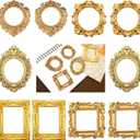 2 x 10pcs Mini Gold Picture Frames, Vintage Small Antique Resin Picture Baroque Miniature Picture Frames Oval Rectangle Wall Hanging Display Table Frame for DIY Photo Holiday Party Wedding Decoration