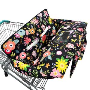 Shopping Cart Cover for Baby,2-in-1 Baby Cart Covers with Portable Cloth Bag Cart Seat Pad for Babies Grocery Cushion Cover Restaurant,Suitable for All Supermarkets and Restaurants (Black pink)