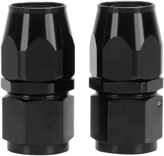 LokoCar 6AN Hose End Fitting 0 Degree Straight Swivel For CPE Braided Hose Black 2Pcs