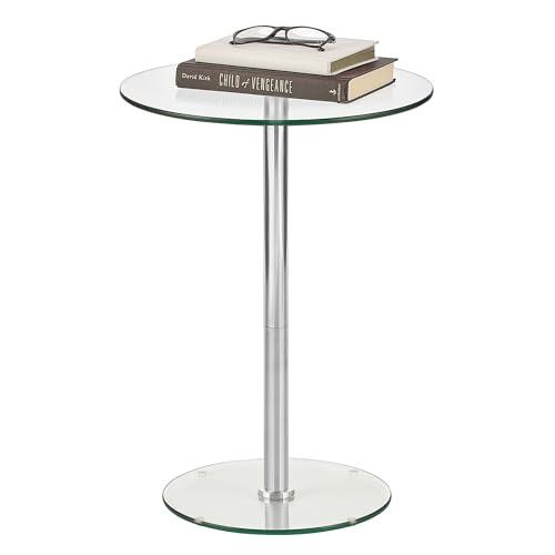 iDesign Round Drink Table - Pedestal Drink Table for Small Spaces - Clear/Chrome