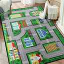 Car Rug Play Mat 59"x39", Car Playmat Carpet for Kids Playroom, Fun Race Track Town City Road Map Traffic Play Rugs, Educational Non-Slip Washable Area Rugs Home Decor for Boys Bedroom