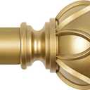 KAMANINA Curtain Rods for Windows 48 to 84 Inch, Gold Heavy Duty Curtain Rod Adjustable, 7/8 Inch Single Decorative Drapery Rod 32 to 86 Inch(2.6-7.1Ft), Netted Texture End