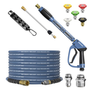 Pressure Washer Gun and Hose Kit, 4800PSI Steel-Braided & Durable - Flexible & Kink-Resistant Power Washer Hose 100 FT with 3/8" Swivel Quick Connector and M22 14mm Adapters Replacement (Gray)