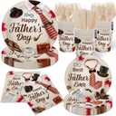 Fathers Day Decorations, Fathers Day Plates and Napkins Disposable Tableware Set for Happy Father's Day Decorations, Serves 24