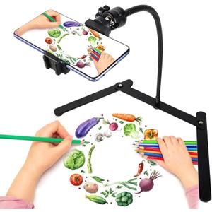 Adjustable Gooseneck Cellphone Holder,Overhead Phone Mount,Table Top Teaching Online Stand for Live Streaming and Online Video and Food Crafting Demo Drawing Sketching Recording.