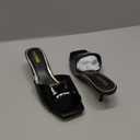  LULLASONG Black Kitten Heels Sandals Low Heels Slip On Slides 2 Inch Heeled Square Open Toe Sandals for Women | Heeled Sandals (10)