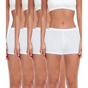 wirarpa Women's Boyshorts Panties Cotton Boxer Briefs for Ladies Underwear Shorts with Cotton Crotch 4 Pack (White) XL