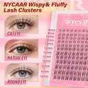 NYCAAR Lash Clusters Kit with Spikes Lash Clusters 120Pcs D Curl Anime Lash Extension Kit 8-18mm Manga Eyelash Extension Kit with Bond and Seal,Remover,Applicators DIY at Home(NY02)