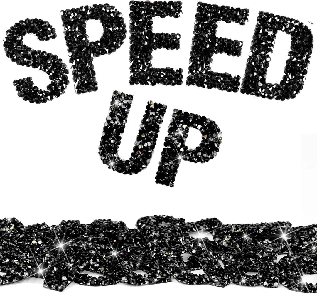 Locacrystal 34Pcs Bling Resin Rhinestone Alphabet Letter Sticker A-Z Letters DIY Car Decoration Self-Adhesive Iron-On Crystal Word for Cars Arts Crafts Clothing Decoration(Black,1.57)