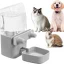 Kenond 50 oz Rabbit Water Dispenser,Gravity Dog Water Bowl Dispenser for Cage,Auto Water Bottle for Ferret,Cat,Dog and Other Animals, Compatible with Widemouth Cages, Wire Cages and Crates(Gary) (Gray)