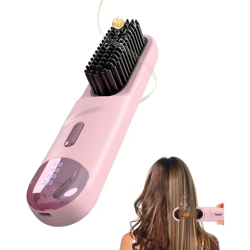 Go Brush Pro 2026 Hair Straightener Brush 300 Million Negative Ionic Portable Cordless Hair Straightener for Women with 4 Temps Fast Heating MCH Ceramic Coating Smooth Frizz  Free Hair Gift for Women