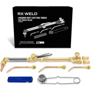RX WELD Medium Oxygen & Acetylene Torch Kit  12 Pcs Welding Cutting Torch Kit, with Check Valves