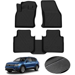 KUST All Weather Floor Mats for 2018-2024 Volkswagen Tiguan, Custom Fit Floor Liners for VW Tiguan Accessories 1st & 2nd Row High Edge Non-Slip