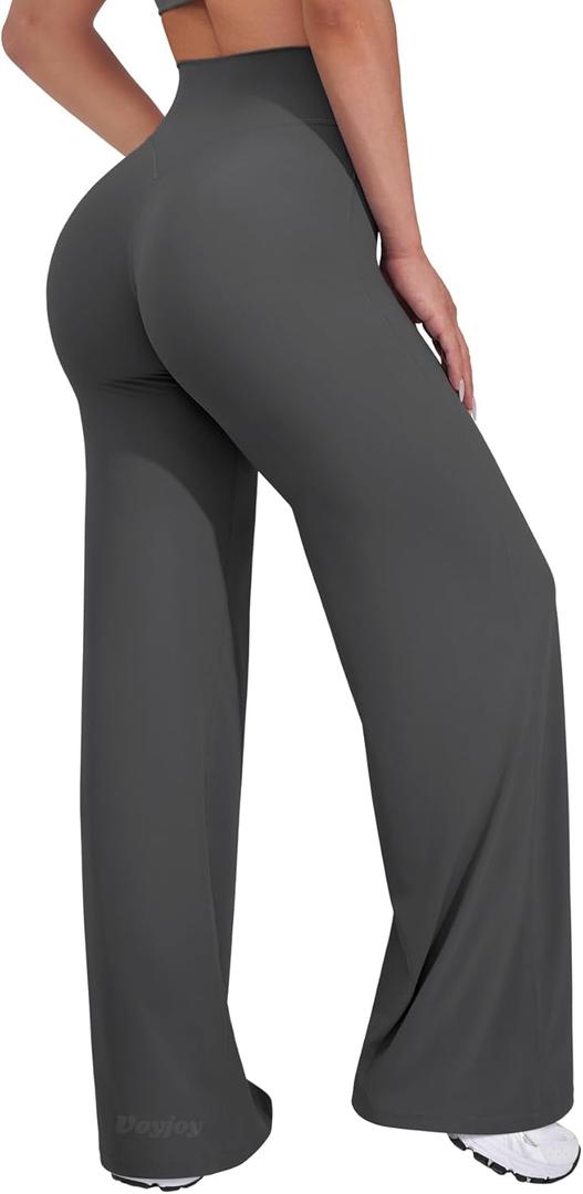 VOYJOY Straight Leggings Bottoms Wide Leg Pants for Women 29"/ 31.5"/33"/35" High Waist Stretch Casual Sweatpants (X-Small, Dark Gray)