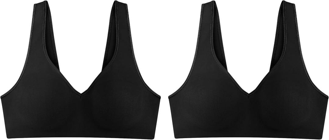 Hanes Women's Wireless Bra, Smooth Comfort Full-Coverage T-Shirt Bra, Single or 2-Pack (X-Large)