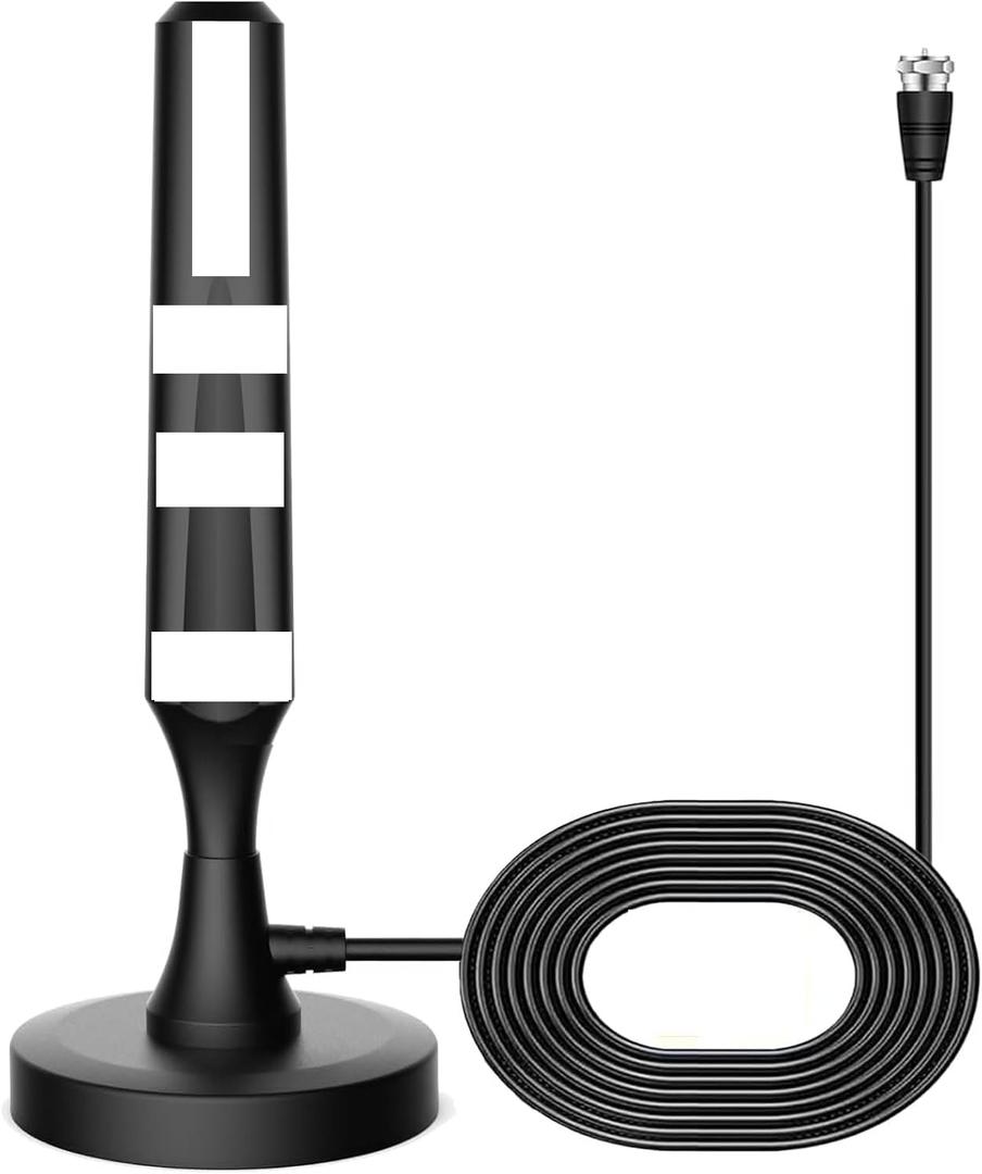 TV Antenna for Smart TV Indoor TV Antenna for Easy Installation Long Range Reception HD Antennas for TV Indoor 4k 1080P Channels Strong Magnetic Base-16.5 ft Long Cables (Black)