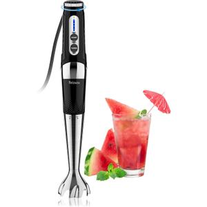 Immersion Hand Blender: 3-Angle Adjustable with Variable 21-Speed Control, Powerful Hand Blender Electric for Milkshakes | Smoothies | Soup| Puree | Baby Food (Black)