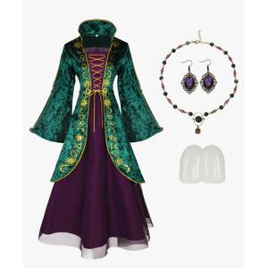 Angelaicos Witch Deluxe Velvet Costume for Women Halloween Costume with Accessories Full Set  M,/L
