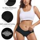 TIICHOO Womens Seamless Period Underwear Silky No VPL Leakproof Pants with Laundry Bag 5-Pack(3XL, 3 Black/2 Grey)