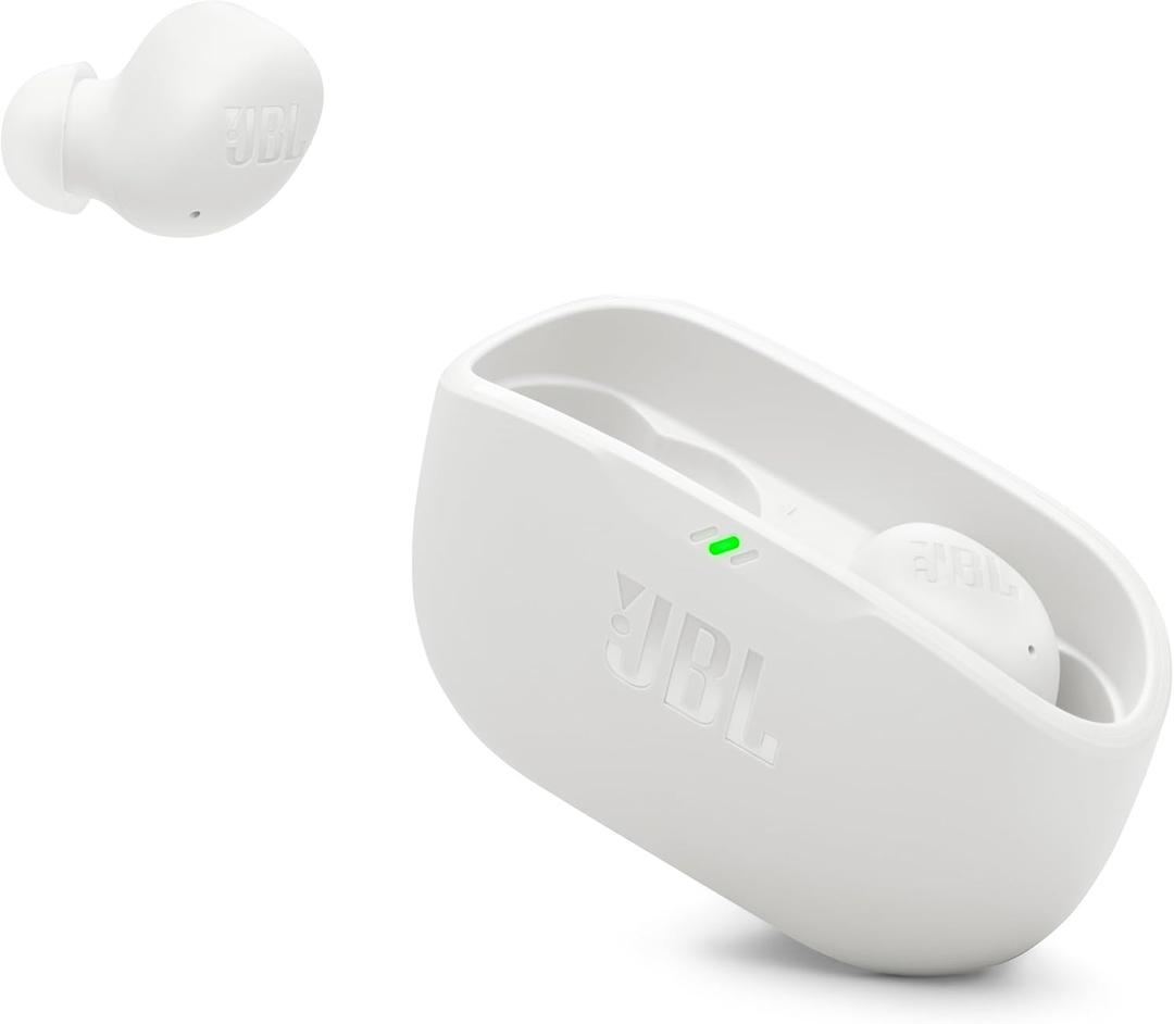JBL Vibe Buds 2 - True Wireless Noise Cancelling Earbuds with JBL Pure Bass Sound & Smart Ambient technology, 4mics for crisp, clear calls, up to 40Hrs of Playback, IP54 Dust & Water resistant (White)