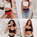 Avidlove Womens Underwear Cotton Hipster Panties High Waist Briefs Color Clash Underpants 1-4 Packs (Small)