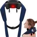 KingPavonini Neck Massager with Voice Prompt, 2 Silicone Massage Heads, Wireless Shoulder Massager with Heat, 6D Shiatsu Back and Neck Massage for Pain Relief Deep Tissue, Gifts for Men Women