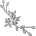 FANGZHIDI Crystal Rhinestone Applique Belt Luxury Shining Trims 1 Yard for Bridal Wedding Dress- Silver-1 Yard(12.2" x 7.87")