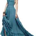R.Vivimos Womens Summer Boho Sexy Backless Long Dresses