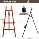 Large A-Frame Wooden Painting Display Walnut Easel, Large Adjustable Pine Wood Standing Easel Holding Canvas Up to 60'', Solid Wood for Display, Wedding Sign or Painting-Walnut