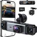 4 Channel 360° Dash Cam Front Rear Inside & Left Right 4K+1080P*3 FHD Car Camera, 5GHz WiFi & App Control 8 IR Lamps Night Vision 24H Parking Mode, G-Sensor, Loop Recording, Includes 64GB (Gunmetal)