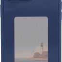 BowyTrading Ink Screen Phone Case DIY NFC Photo Display, Smart Ink Phone Case, Anti Drop TPU Protective Case with Adjustable Aluminum Alloy Lens Support Frame for iPhone 14Plus, Personalized (Blue)