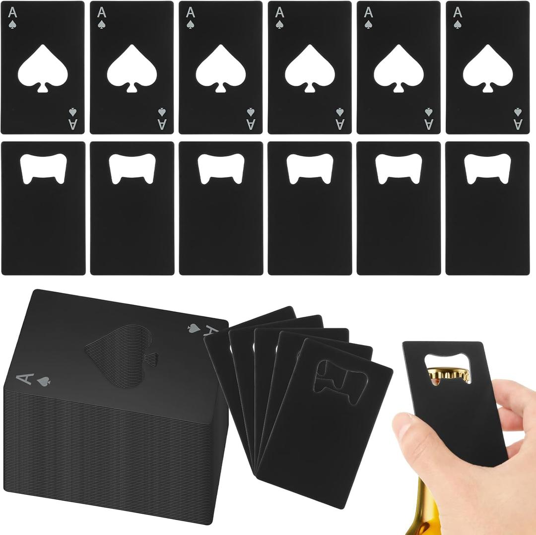 Stainless Steel Card Bottle Openers, 50 Pcs Ace of Spades Bottle Openers and 50 Pcs Bulk Metal Credit Card Beer Bottle Opener, 100 Piece Set Wedding Party Bridesmaid Favors Gifts