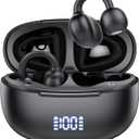 Clip on Earbuds Open Ear Wireless Bluetooth 5.4 Headphones with Noise Cancelling Mic, 48H Playtime Ear Buds,IP68 Waterproof, Comfortable for Small Ears (Black) (standard)