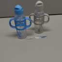 Dr. Brown's Milestones Narrow Sippy Straw Bottle, Spill-Proof with 100% Silicone Handles and Weighted Straw, 8 oz/250 mL, Gray & Blue, 6m+