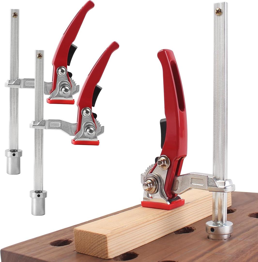 1 Pack Woodworking Quick Ratchet Bench Dog Clamps, Heavy Duty Hold Down Clamps for MFT Tables, Workbench Accessories for Wood Carving Routing Sanding