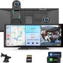 Carpuride Carplay Screen for Car with 4K Front Cam 11.26" Portable Car Play Touchscreen Wireless Carplay & Android Auto, Loop Recording, Voice Control, GPS Navigation, Mirror Link, No Backup Camera