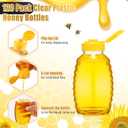 Tioncy 120 Pcs Clear Plastic Honey Bottles 16 Oz Honey Jars with Lids Honey Bottle Containers Empty Honey Bear Bottle Squeeze Honey Bottle for Easy Storing and Dispensing