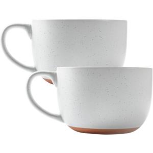 38oz ceramic large Soup mugs with Hanlde for Coffee, Cereal, Salad, Noodles, Tea, Soup Bowls Cups, Microwave Dishwasher Safe Set of 2 (White)